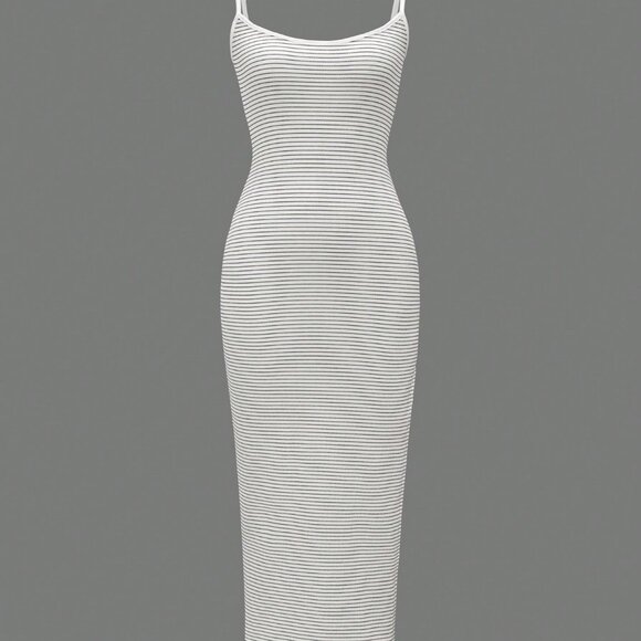 Black And White Sexy Women's Striped Spaghetti Strap Sleeveless Dress - Picture 5 of 6